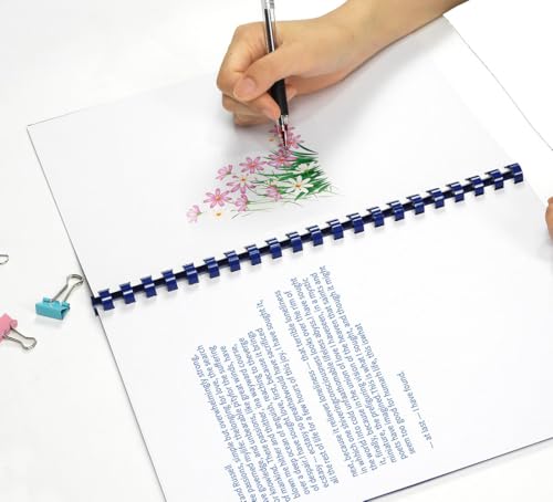 RAYSON Bindekämme, 21 Ringe, 40 Blatt, 8 mm, Farbige, A4, Packung mit 100 Stück