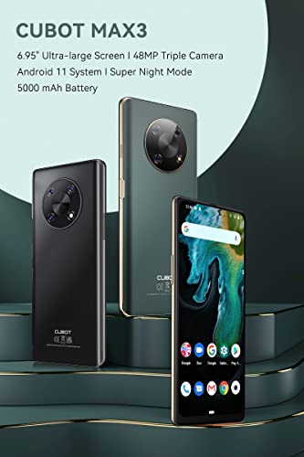 Cubot Unlocked Android 11 Smartphone, Max 3 Unlocked Cell Phone 4Gb+64Gb, 6.95" Hd+ Display, 48Mp Triple Camera, 5000Mah Battery, 4G Dual Sim Unlocked Android Phones, Nfc/Face Id, Us Version, Green #TOP1