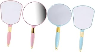 Beavorty 4pcs Handheld Vanity Mirror Small Oval Mirror Portable Mirror Vintage Vanity Mirror Antique Hand Mirror Handheld Makeup Mirror Cosmetic Travel Mirror Makeup Mirror for Ladies Glass