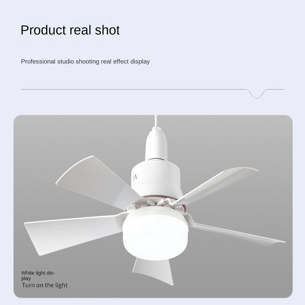 Stroagymoon Socket Fan With Light and Remote - E27 Base Ceiling Fixture for Bedroom Kitchen - Small, Easy to Install - Image 4