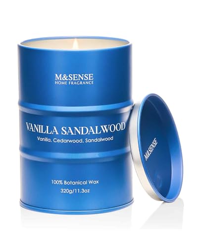 M&SENSE Vanilla Sandalwood Scented Candles Natural Non Toxic, Aromatherapy Candle for Stress Relief Meditation Relaxing, Housewarming Gifts for Women Men, 11.3oz 70 Hour Long Burning
