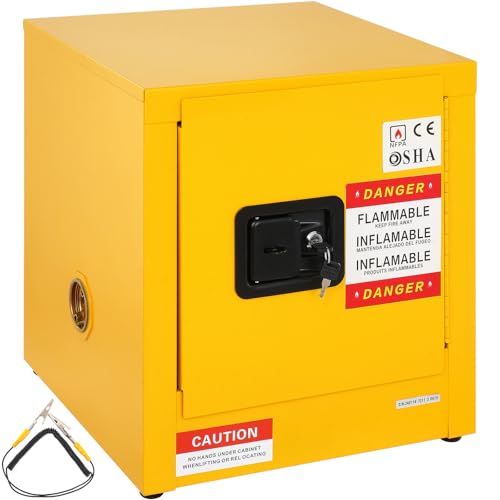 Happybuy Flammable Safety Cabinet, 11 Gal Capacity, Made of Cold-Rolled Steel. Explosion-Proof with 1 Door for Industrial Use. Measures 16.9 x 16.9 x 18.2 in.