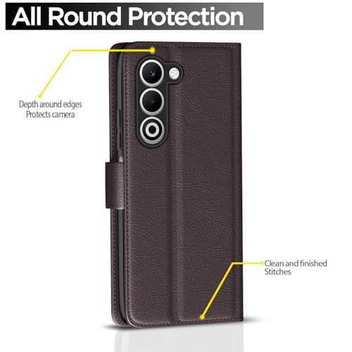 Image of Amazon Basics Flip Cover for Oppo A5 5G Leather Finish | Wallet Stand and Shock Proof | Inside TPU with Card Pockets | Complete Protection Flip Case (Coffee)