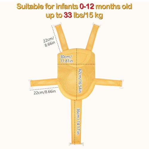 Image of Colorlife Baby Bath Seat Support Net Infant Bathing Seat Support Mat, Adjustable Comfortable Non-Slip Five-Pointed Baby Shower Net Bathtub Sit Up Mesh for Newborn 0-12 Months-Yellow(No Bathtub)