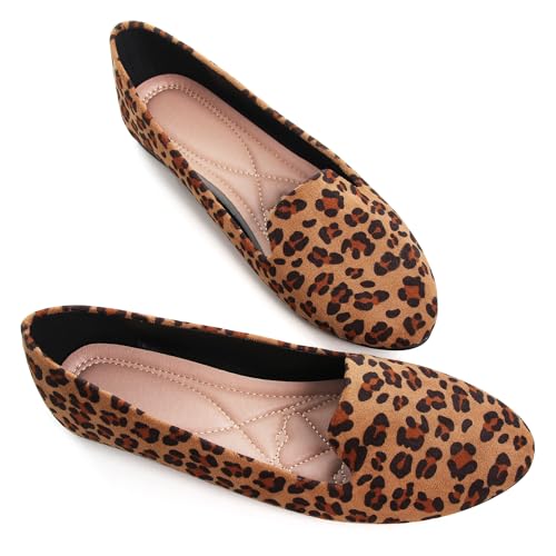 WENJIAZHIZHI Women's Round Toe Ballet Flats Slip-On Loafers Flats Dress Shoes for Women Dressy Comfortable Low Heel