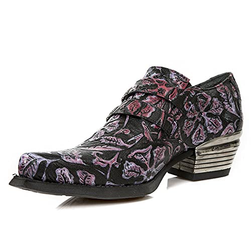 New Rock 7960 Mens Embossed Vintage Leather Buckle Steel Heel Shoes4