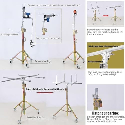 Heavy-Duty Drywall Lifter - 80kg Capacity Panel Lifter for Construction, Furniture Upholstery, Commercial & Industrial Use with 4" Casters (4m)