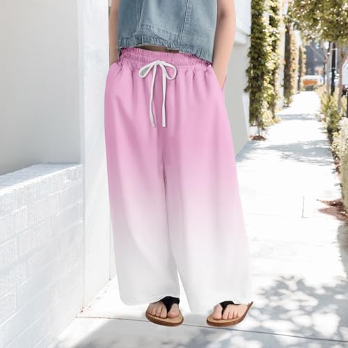 Girls Wide Leg Casual Pants Kids Side Slit Long Trouser Elastic Waist Flowy Cute Track Pants 4 to 14 Years2