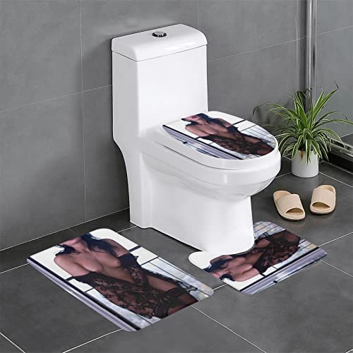 Badematten Set 3 Teilig,Toilettenmatte Set,3Er Badgarnitur Badezimmer Matte Set Dusch Bade Matte Vorleger Teppich 3D…