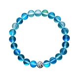 Hope Inspired Mystic Mermaid Glass Bracelet with 8 mm Blue Moonstone Beads