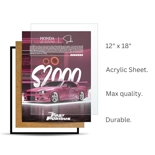 Image of Posternet HONDA S2000 Wall Poster Frames | 12x18 inch | Fast and Furious Themed JDM Cars | Hanging Wall Artwork Frames for Living Room, Bedroom, Office and Etc