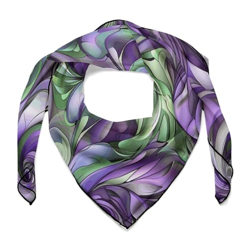 Silk Scarves Women's Scarf Silk Neck Scarf Purple And Green Shades Printing Adult Silk Scarf Suitable for Women's Neck Hair Head Daily Life Decoration And Gifts