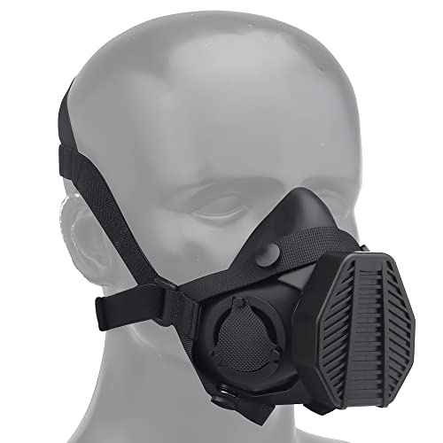 OAREA Masque respiratoire tactique Demi-masque à gaz pour la chasse militaire Airsoft Paintball CS (Couleur : MA-119-BK)