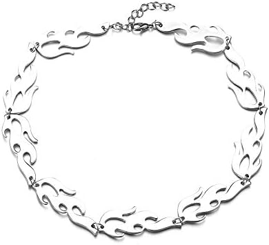 FOVIUPETFashion Harajuku Streetwear Flame Unisex Necklace Punk Accessory Rock Chain Choker Necklaces Necklaces Adjustable Jewelry