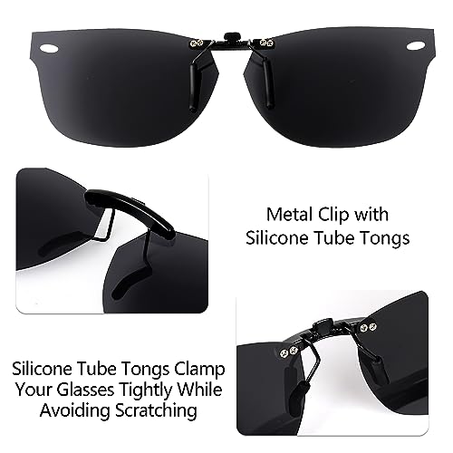 Image of Polarized CLIP-ON Sunglasses for Ray-Ban New Wayfarer RB5184 (RX5184) (Black, 50 X 18)