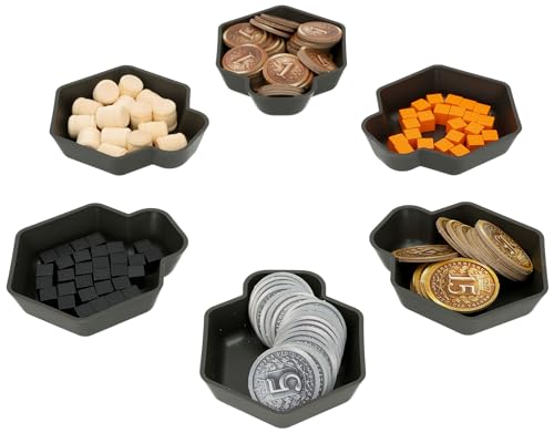 Feldherr Shell Set kompatibel mit Brass: Birmingham - 6 Tokenschalen zum Sortieren von Markern, Würfeln + kleinteiligem Spielmaterial auf dem Spieltisch