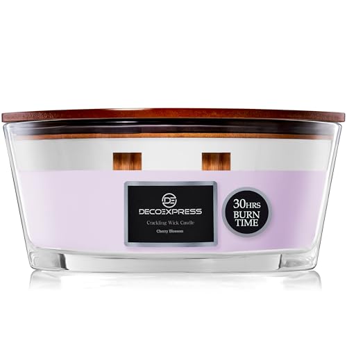 DECO EXPRESS Scented Candles, Double Wick Crackle Candles, Long 50 Hours Burn Time, Calming & Cosy Home Decor, Birthday