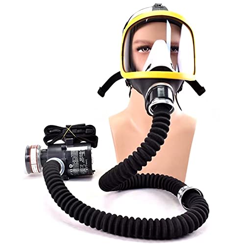 Generico Sistema di respirazione Completamente Viso dell'Aria elettrica con Il Tubo di respirazione - Maschera di Gas a Flusso costante Regolabile per Una Protezione sicura della respirazione
