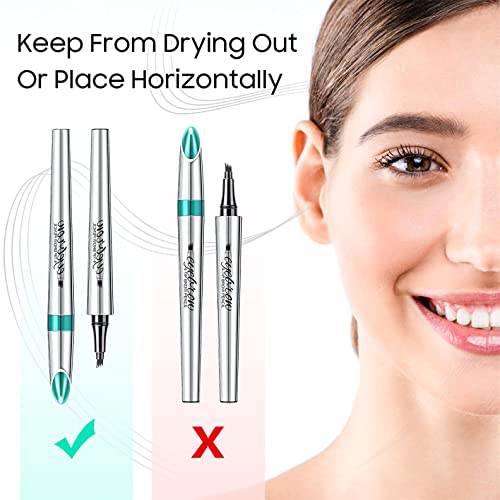 Eyebrow Pencil Eyebrow Microblading Pen - Eyebrow Pen Micro 4 Point Brow Pen Lift & Snatch Eyebrow Eye Makeup Long-Lasting Waterproof & Smudge-Proof Natural Eyebrow Hair (Light Brown) #TOP7