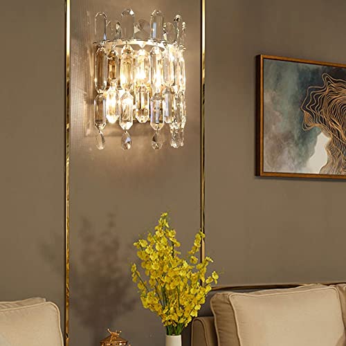 Neochy Wall Lamps,Crystal Wall Light 2Xe14 Modern Glass Raindrop Wall Lamp Indoor Bright Wall Sconce Light For Hotel Living Room Dining Room Bedroom Chrome Finish Wall Lighting Fixture (Bulb Not Inclu #TOP1