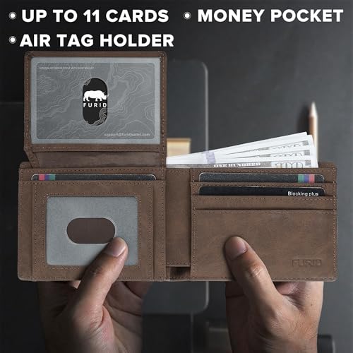 Air Tag Wallet Men Slim: Minimalist 2 ID Window RFID Leather Wallets with Airtag Holder - Gifts for Husband Father at Birthday Anniversary4