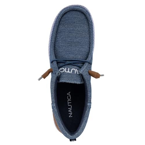 Image of Nautica Men's Comfort Loafers, Slip-On Boat Shoe, Lightweight Casual Stretch Sneaker-Rushford