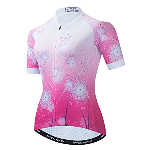 JPOJPO Women's Cycling Jersey Short Sleeve MTB Bike Clothing Reflective 3-Pockets S-3XL