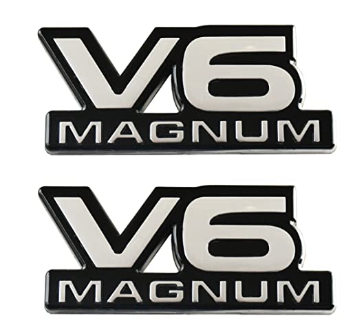 Image of 2Pcs V6 Magnum Emblems Fender Door Nameplate 3D Badge Stickers Logo 1500 Van Fit for Durango V6 (Chrome)