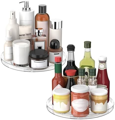 2 Pack Lazy Susan Organizer, Turntable Clear 9 Inch Rotating Orga...
