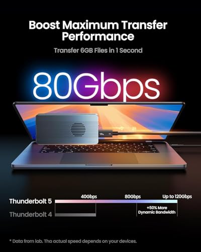 Image of Wefly 80Gbps Thunderbolt 5 Cable with up to 120Gbps Bandwidth Boost and 240W Charging in Black - 1m / 3.3ft, Compatible with Thunderbolt 4, USB4, Thunderbolt 3 and USB-C