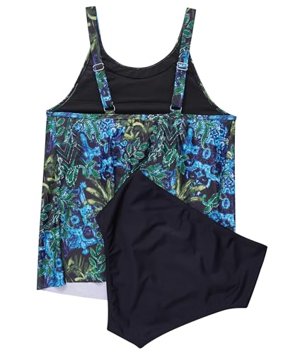 Image of SUUKSESS Women Tummy Control Tankini Bathing Suit Ruffle High Waisted Swimsuit