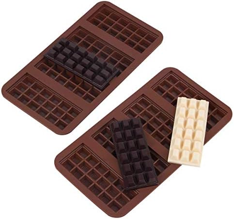 Webake Mini Chocolate Bar Moulds Silicone Break-Apart Small Candy Molds for 1 Ounce 30g Chocolate Chunk Protein Energy Bar, Easy Release Candy Molds, Pack of 2