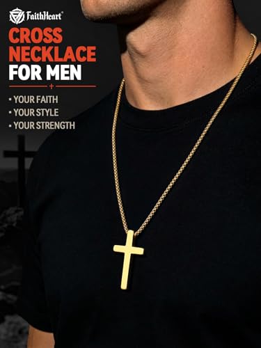 Collier Croix Chrétienne Homme Robuste qui ne Noircit Pas avec l'Or