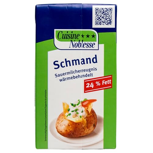 Cuisine Noblesse - Schmand haltbar 24% Fett in 1 kg Packung - H-Schmand Sauermilcherzeugnis wärmebehandelt ideal zum Kochen - Für die Gastro und Großverbraucher