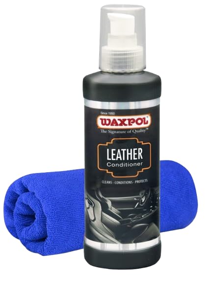 Image of Waxpol Leather Conditioner 200ml with Microfiber - Cleans, Softens,Moisturises & Preserves Leather use on Jacket, Handbag, Wallet, Belt, Sofa, Car Seats