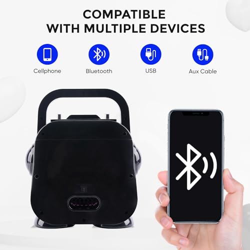 Miniatura 4 de DYNASONIC USB Karaoke con microfono, Regalos Originales para niños niña, Altavoz Recargable|Ligero|Portátil, Juguetes niña 4-13 años (Negro)
