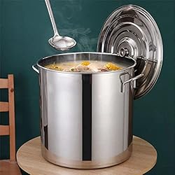 Cazuela Gigante Olla grande con tapa para sopas, de acero inoxidable, 35 litros