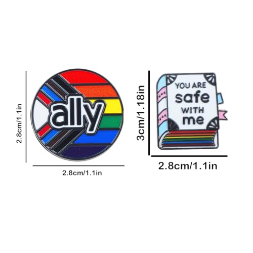 Image of 9PCS Pride Set LGBTQ Pins Rainbow Ally Pin You Are Safe With Me Pin Gay Decorations Pride Accessories Merch Lesbian Bisexual Trans