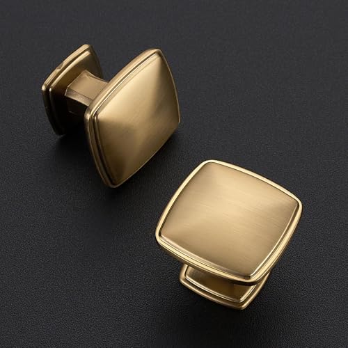 Image of Ravinte 15 Pack Champagne Bronze Kitchen Cabinet Square Knob Single Hole Cabinet Hardware for Dresser Drawer Cabinet Pulls Drawer Knobs Cabinet Knobs