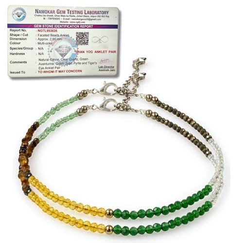 Image of Raw Pyrite, Money Magnet, Dhanyog, Garnet, Black Obsidian Evil Eye Anklet | Stone of Money, Protection & Power | Natural Healing Crystal Anklet for Women | Spiritual Jewellery for Women | Gift for Woman & Girlfriend