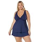 BEACH HOUSE Willow Plus Size Tankini Top - Twist Front Underwire Swim Top, Admiral 22