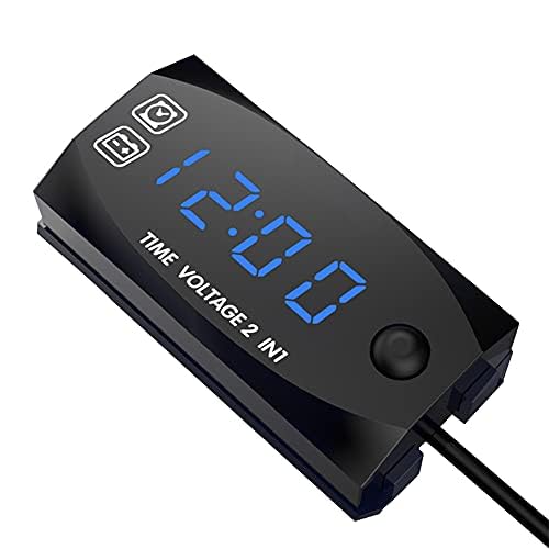 Motorycycle DC 6V-30V 2 in 1 Digital Time Clock Voltage Voltmeter IP67 Waterproof Tester Battery Moniter Gauge for Car Boat Marine-image-19