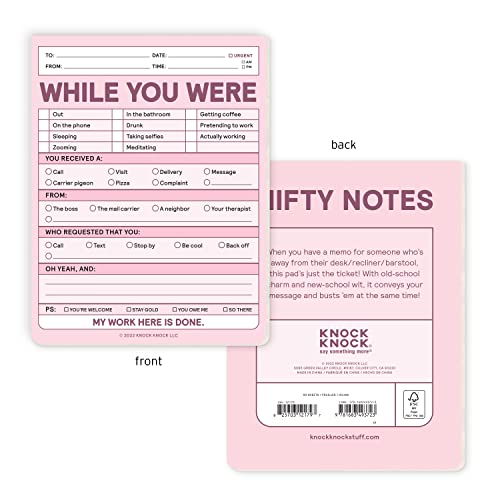 Knock Knock While You Were Memo Pad, Funny Office Notepads Nifty Notes (Pastel), 4 X 5.25-Inches Nifty Note Pad #TOP1