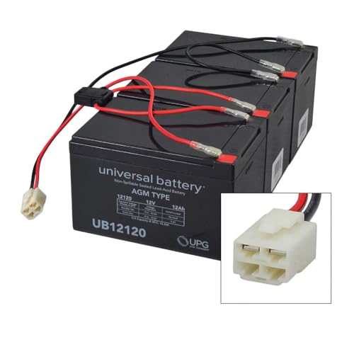 AlveyTech Premium 36 Volt Battery Pack for the Razor MX500 & MX650 Dirt Rocket Dirt Bike (12 Ah Standard Range All Versions) - Replacement Set of 3 Rechargeable AGM Batteries with Wiring Harness