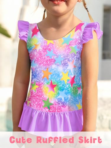 Image of Toddler Girls One Piece Ruffle Swimsuit Mermaid Bathing Suit 2-7Y