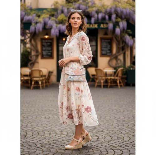Image of Clutch Purses for Women, Envelope Package, Sequin Embroidered Flowers Straw Bag, Bohemian Handmade Handbags