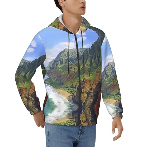 Sweat à capuche homme Kauai Hawaii noir manches longues vêtement de sport streetwear décontracté