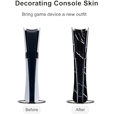 Console Skin Compatible with PS5 Pro, Vinyl Decal for Digital Edition, Protective Sticker Cover for Wireless Controller (Black)