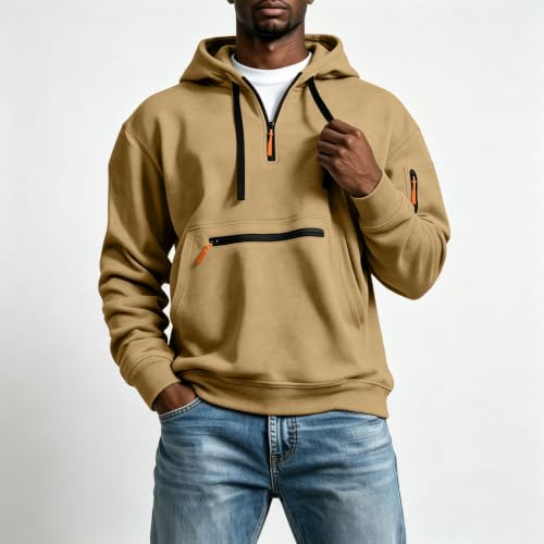 Half Zip Sweatshirt for Men Tactical Zip Hoodies Work Quarter Zip Pullover - image 2