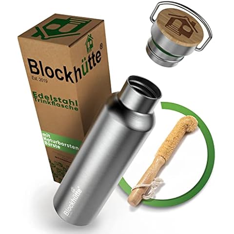 Blockhütte Premium Edelstahl Trinkflasche isoliert I 750ml I Cover